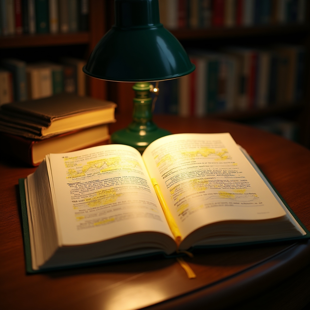 Open economics textbook with inflation charts and highlighted passages on a library table